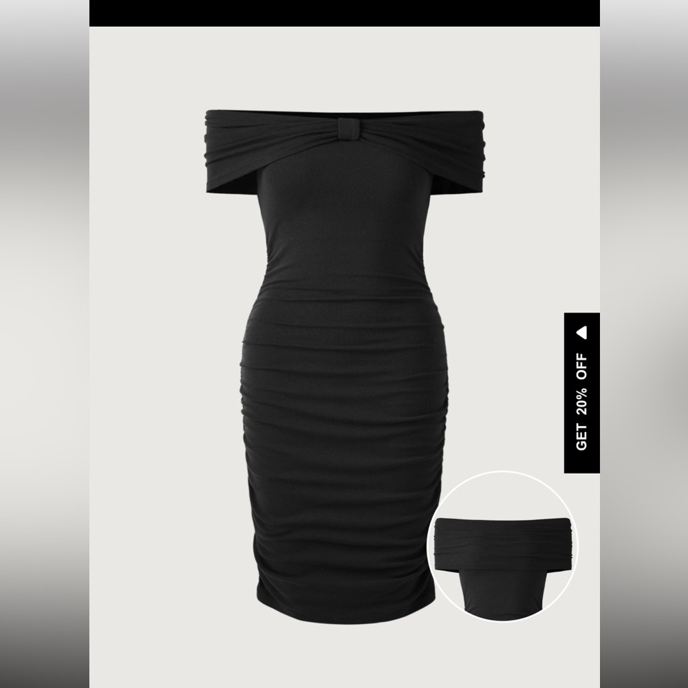 OGL Transformable Bow Cold Shoulder Ruching Brami Dress - Picture 3 of 10